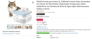 Fuente para Mascotas 2L 2200mAh Automatico con Sensor de Movimiento por 22,98€