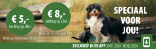Tot €8,- korting op alles in de app van Zooplus