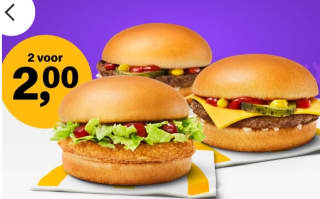 1 Cheese-Hamburger en 1 Chili Chicken burger voor €2 bij McDonald's
