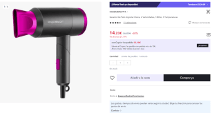 Aigostar Diane 32QYD - Secador de pelo, 1800W por 14.23€ (Cuenta Nueva 8.54€)