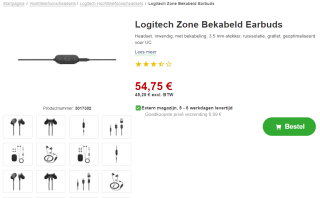 Logitech Zone Bekabeld Earbuds voor €54,75 bij Proshop