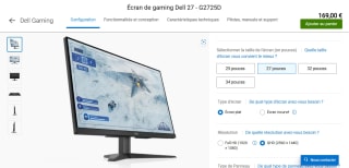 Écran PC 27" Dell G2725D - QHD (2560x1440), 180Hz à 169€