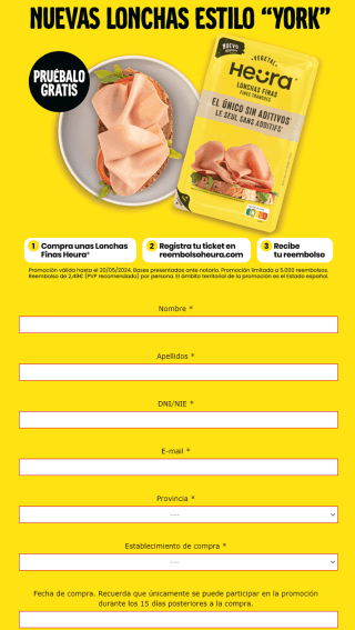 2,49€ de Reembolso en lonchas Heura