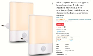 2 Stuks Brisun Stopcontact-nachtlampjes met bewegingsmelder voor €12,99 bij Amazon