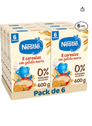 Pack 6 x 600 gr Nestlé Papilla 8 cereales con galleta María por 3.89€