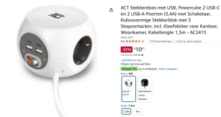 ACT Stekkerdoos met USB-C/A-poorten voor €10,97 bij Amazon