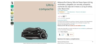 Silla de Paseo ligera 6,6 kg, reclinable y plegable con serrado compacto, Bebeconfort Bonny por 80,75€