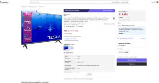 Smart TV Tesla 32" 81cm UHD Android TV 11 WiFi & Bluetooth 2 Altavoces de 10 por solo 116,12€ (Nuevos usuarios por 69,67€)