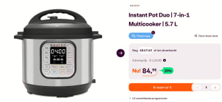 Instant Pot Duo 5,7L multicooker voor €84,95 bij Ibood