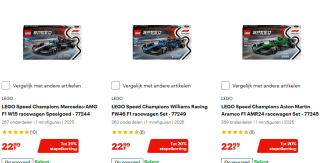 Tot 20% Stapelkorting op LEGO F1 Speed Champions bij Bol