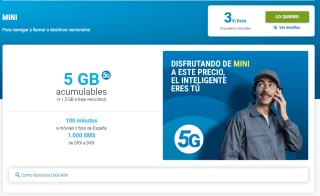 Digi Mini 5GB acumulables + 100 minutos por 3€