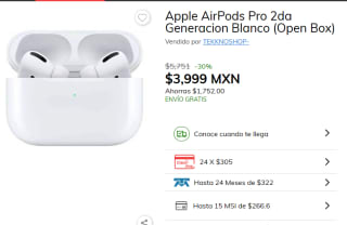 AirPods Pro 2da Gen por $3,999 en Claro Shop