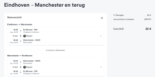 Retourtje Eindhoven - Manchester voor maar €22