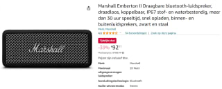 Marshall Emberton II - Bluetooth Speaker voor €92,11 bij Amazon