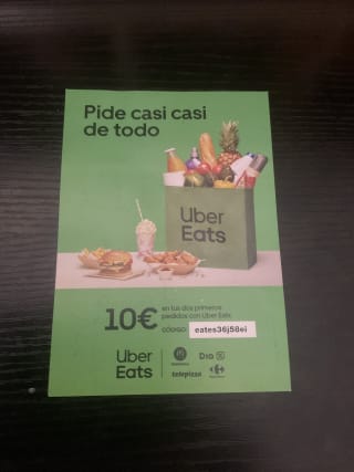 Descuento de 10€ en Uber Eates