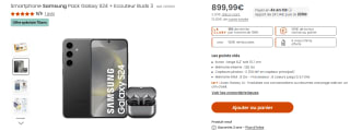Smartphone 6,8" Samsung Galaxy S24 Ultra - 256 Go, coloris au choix à 899,99€