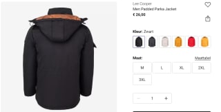 Lee Cooper Men Padded Parka zwart voor €26 bij Sportsworld