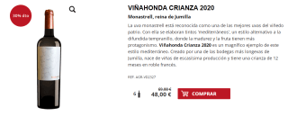 6 Botellas de Viñahonda Crianza 2020 por 38€