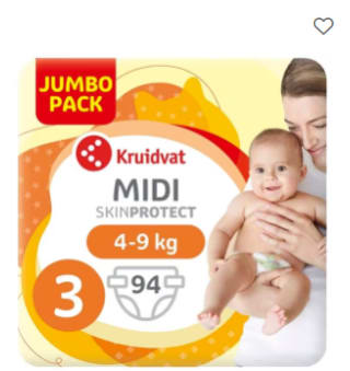 50% korting op Kruidvat Midi luiers of luierbroekjes dmv barcode