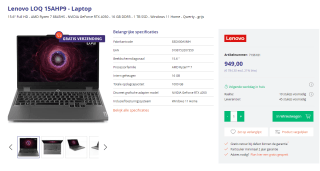 Lenovo LOQ 15AHP9 15.6" laptop voor €949 bij Azerty