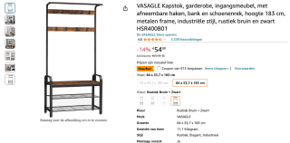 Vasagle 3-in-1: kapstok, halbankje en schoenenrek voor €41,99 @ Amazon NL