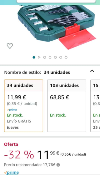 Bosch 34 uds. Set de puntas de atornillar y brocas X-Line por 11,99€.