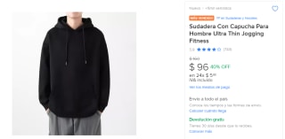 Sudadera con Capucha Ultra Thin Jogging Fitness por $96 en Mercado Libre