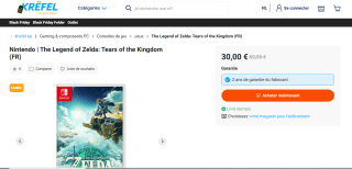 Jeu The Legend of Zelda: Tears of the Kingdom à 30€