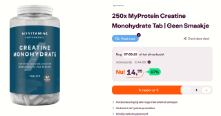 MyProtein Creatinemonohydraat Tabletten 250 stuks voor €14,95 bij Ibood