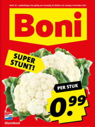 Bloemkool voor €0,99 bij Nettorama en Boni