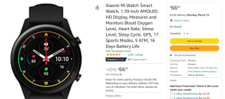 Reloj inteligente Xiaomi Mi WATCH por 66€