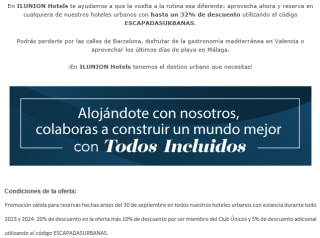 Hasta 32% dto en hoteles Ilunion