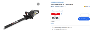 PARKSIDE PERFORMANCE® Accu-heggenschaar 40 V zonder accu voor €59,99 in de Lidl webshop