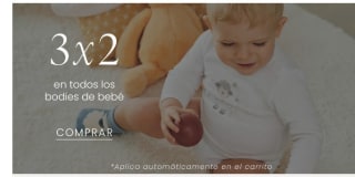 3x2 Llevate un bodie de bebé gratis