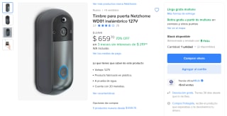 Mercado Libre: Timbre para puerta Netzhome WD01 inalámbrico 127V