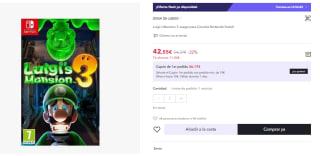 Juego Nintendo Switch Luigi's Mansion 3 por 42.55€ (Cuenta Nueva 30.55€)