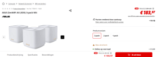ASUS ZenWiFi XD5, 3 pack, Wit voor €183,97 bij de Mediamarkt