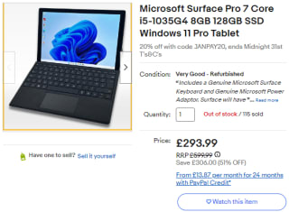 Catch a Microsoft Surface Pro 7 as low as £235.19 at eBay