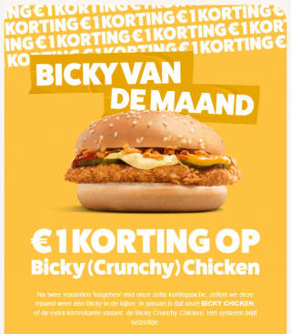 €1 korting op een Bicky Crispy Chicken