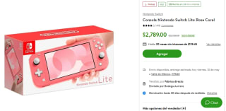 Cupón Bodega Aurrera: Nintendo Switch Lite Rosa Coral por $2,440