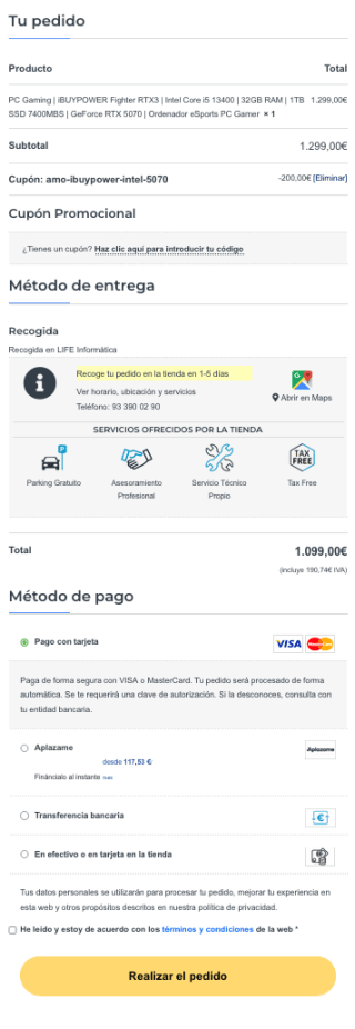 PC Gaming RTX 5070 i5 13400 1TB 7400 MB/s 32GB por 1.099€