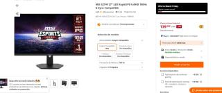 Monitor MSI G274F 27" LED Rapid IPS FullHD 180Hz G-Sync Compatible por 139€