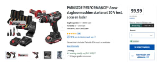 PARKSIDE PERFORMANCE® Accu-slagboormachine starterset 20 V incl. accu en lader voor €99,99 in de Lidl webshop