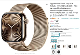 Apple Watch Series 10 (GPS + Cellular 42 mm) voor €799 bij Amazon