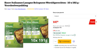 Knorr Italiaanse Lasagne Bolognese Wereldgerechten 10 verpakkingen voor €10,71 bij Bol