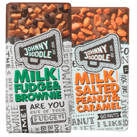 Alle smaken Johnny Doodle Chocoladerepen 1 + 1 gratis bij Plus