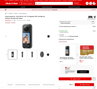 Cámara Insta360 X3 Deportiva por solo 305,15€