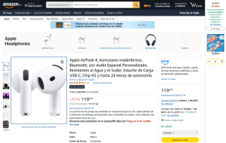 Apple AirPods 4 auriculares inalámbricos por 119€