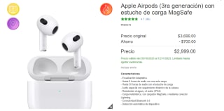 Apple Airpods (3ra generación) por $2,999.00 en Costco