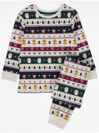 Kids Christmas Fairisle Long Sleeve Pyjamas - £4